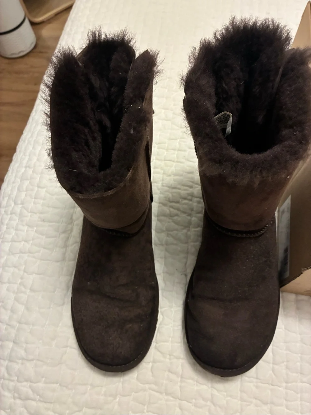 UGG Dark Brown Bailey Bow Shearling-Lined Winter Boots